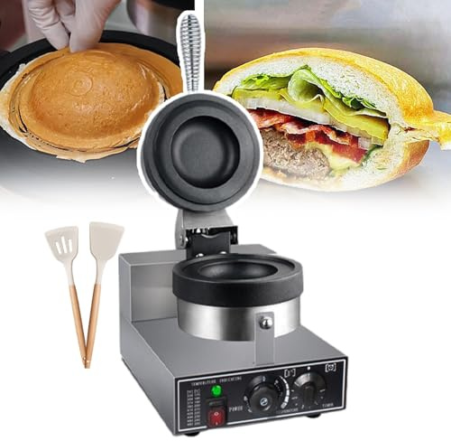 Macchina per waffle elettrica, pressa per hamburger, 1200 W, macchina per hamburger e gelato, pressa per hamburger, temporizzazione da 0 a 5 minuti, corpo della padella ispessito, con 2 spat