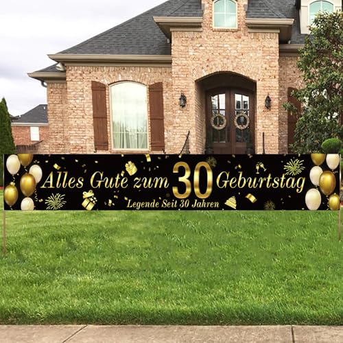 Whimzey Deko 30 Geburtstag Frau Mann Banner XXL 270×40cm,Alles Gute zum 30 Geburtstag Deko Banner,Geburtstagsbanner 30. Geburtstage Party Dekoration,Geburtstagsdeko 30 Jahre Girlande für Männer Frauen