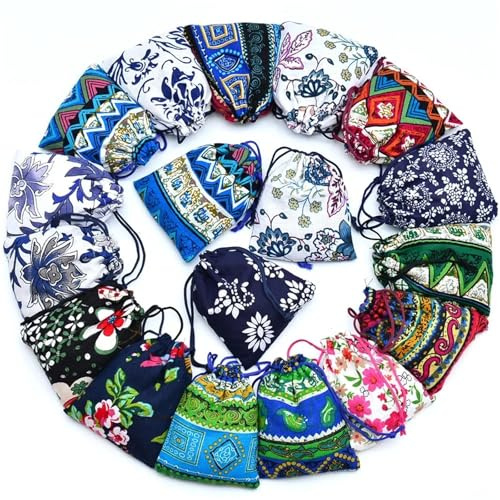 50 Stück 10 Cm X 12 Baumwoll-Geschenktüten, Zufällige Farbe, Kordelzug, Schmuckbeutel, Beutel, Paket, Aufbewahrung, Ethnischer Stil