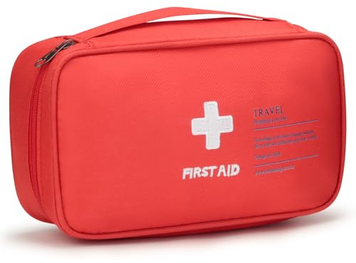 VINATO Erste Hilfe Tasche Leere, Erste-Hilfe-Set, Tragbares Medikamententasche, Verbandskasten, Leichte Medizin Lagerung Tasche First Aid Kit für Notfall Home Office Auto Outdoor Wandern (Rot)