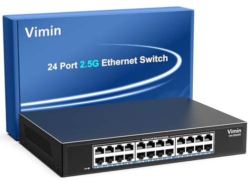 2,5Gb Switch 24 Port, Commutateur Ethernet 2,5G Non Géré, 24 Ports 2,5 Go Base-T Commutateur RéSeau Plug & Play, 2,5 Gigabit Switch Compatible avec 10/100/1000/2500 Mbps