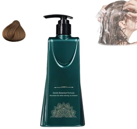 Langanhaltendes Haarfärbeset mit milder Formel, Pflanzenhaarfarbe zur Grauabdeckung, langanhaltendes Ein-Schritt-Haarfärbeset mit pflegendem Naturshampoo (Chestnut Brown)