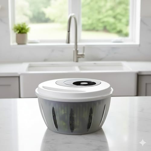 Easy-to-Use Salad Spinner shakers Large Capacity Non-Scratch Colander Dryer Spina 360 Rotary Drain Rack Kitchen Cleaning Basket Washer FruitVegetable Cleaner (O Salad Spinner Black)