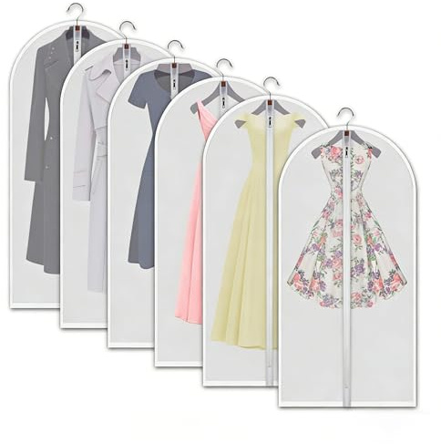6 custodie per abiti da 60 x 120 cm, protezione antipolvere impermeabile, con chiusura lampo, per camicie, abiti, cappotti, Clothes