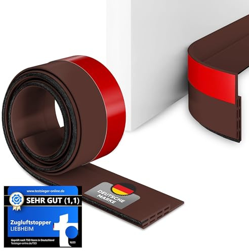 LIEBHEIM Paraspifferi Sottoporta - Paraspifferi Porta - Guarnizione Porta - Para Spifferi Sottoporta - blocca spifferi porta ingresso - soglia guarnizione - antispiffero - 1 pezzo - marrone