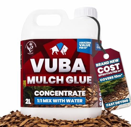 Vuba Easihold 2L Concentrate Mulch Glue – Rubber Bark & Wood Chippings Adhesive, Dual Bond Tech, Mix 1:1 with Water, Landscaping Stabiliser for Paths, Patios & Borders, 10m², 3-Year Protection
