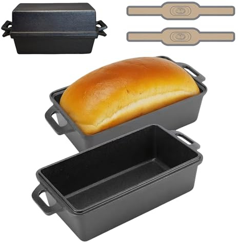 IDAMAKON Gusseisen Brotbackform mit Deckel & Antihaft,Ofenfeste Kastenform Toastbrot Backform,Brottopf zum Backen Gusseisen Bread Pans for Homemade Bread 25 x 13cm für Sauerteig,Toast