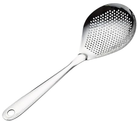 VICASKY Cuillère à Passoire en Acier Inoxydable Filtre à Poivre, Grosse Cuillère à Égoutter Perforée, Ustensile Cuisine pour Fondue Chinoise et Friture, Manche Long Anti-éclaboussures,