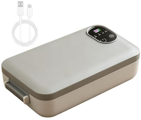 Elektrisk matlåda – 900 ml, intelligent LCD-temperaturdisplay, uppladdningsbar självuppvärmande enhet, bärbar matvärmare, läckagesäker termobehållare | USB caddy, förvaring av M