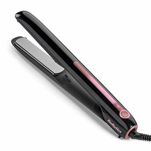 BaByliss Sensor Protect Plancha de Pelo Inteligente, Control de Calor Adaptativo, Placas de Titanio, Iones Antiencrespamiento, 5 Temperaturas (160–200°C), Calentamiento Rápido, ST491E