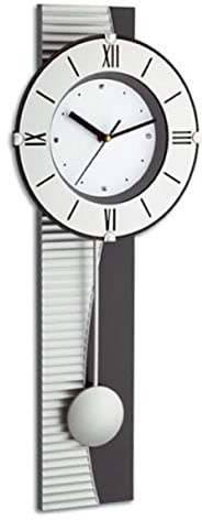 TFA Analogue Pendulum Clock, Silver, 6.9 cm l x 23.3 cm w x 58.2 cm h