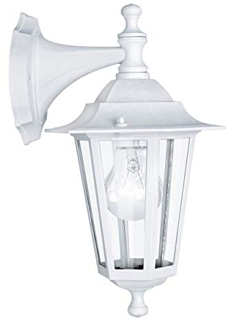 Eglo Laterna 5 Lampada da parete per esterni, lampada a 1 luce per esterni, lampada da parete in fusione di alluminio e vetro, colore: bianco, attacco: E27, IP44
