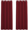 PONY DANCE Thermal Insulated Curtains - Short Blackout Curtain for Christmas Home Decoration Kitchen Window Treatment Panels for Bedroom, 1 Pair, 46 in Wide by 54-inch Drop, Red