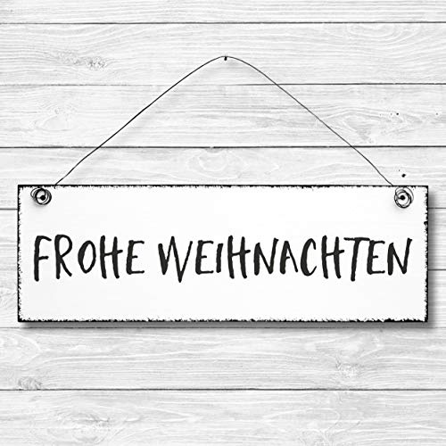 Frohe Weihnachten - Dekoschild Türschild Wandschild aus Holz 10x30cm - Holzdeko Holzbild Deko Schild Weihnachten