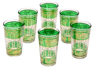 Marrakesch 6 verres à thé Orient Lamia verts - lot de 6