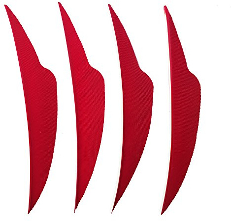 SHARROW 50pcs Bogenschießen Pfeilfedern 4 Zoll Naturfeder Befiederung Bogensport Zubehör (Rot)