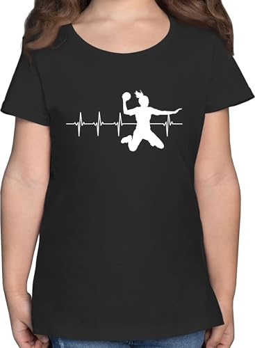 Shirtracer - T-Shirt Mädchen - Kinder Sport Kleidung - Handball Herzschlag für Damen