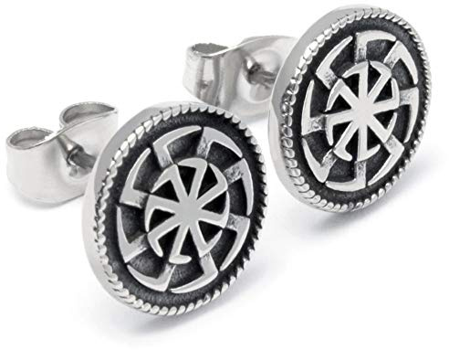Schmuck-Checker Sonnenrad Ohrstecker aus 316L Edelstahl silber Germanen Wikinger Slawen Ohrringe Geschenk