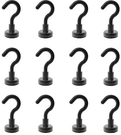 Ant Mag Magnetic Hooks 12 Pack 8KG (18LBS) Super Magnets Hook with Neodymium Rare Earth for Cruise Ship Accessories Hanging Door Holder Keys Home Office Refrigerators BBQ
