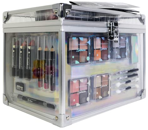 Bonvoyage, Colour Delights Makeup Set, med Läppstift, Ögonskuggor, Rouge, Manikyr- och Pedikyrset och mer, i en Portabel och Trendig Transparent Väska