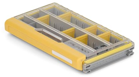 Plano EDGE 3500 Rangement de matériel de pêche haut de gamme avec technologie Rustrictor résistante à la rouille, gris et jaune, boîte de rangement étanche pour appâts, taille S