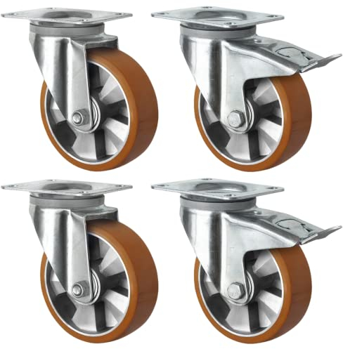 Schwerlastrollen 160 mm Set: 2 Lenkrollen & 2 Lenkrollen mit Feststeller