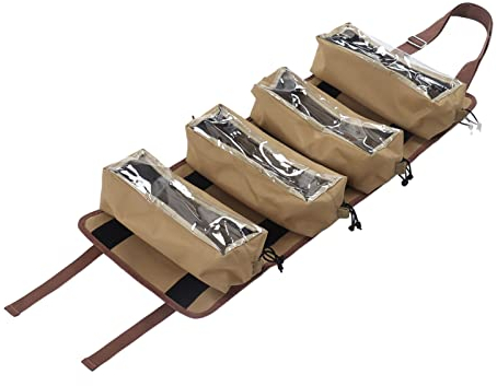 LANTRO JS Werkzeugtaschen, Mehrzweck-Werkzeugtasche zum Aufrollen, 4 separate Aufbewahrungstaschen Crossbody, tragbar für Motorrad-Tragewerkzeuge, Gartenwerkzeuge und Elektriker-Werkzeuge