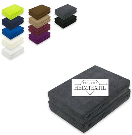 EXKLUSIV HEIMTEXTIL Doppelpack Marke Frottee Spannbettlaken Anthrazit 90 x 200 cm