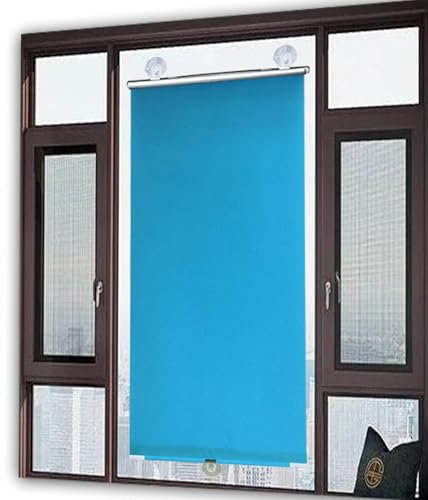 KOOEIN Verdunkelungsrollo-mit Saugnäpfen Rollo, Thermo fensterrollo, Fenster Sonnenschutz Gardinen, saugnapf Verdunkelungsvorhang für dachfenster dachfenster, 12 Größen,Blue-75x125cm/30x49in