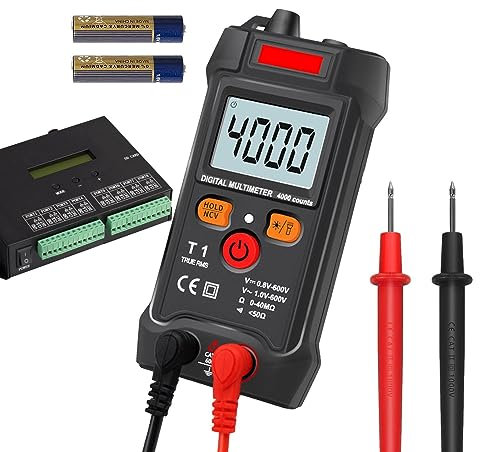 Tester multimetro,Tester portatile con range automatico da 4000 conteggi Tester di tensione CA CC | Tester elettrico senza contatto NCV alimentato a batteria con protezione da sovraccarico e Rianpesn