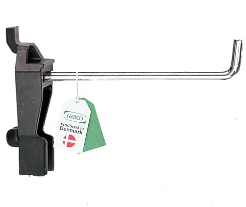 Raaco Winkelhaken Clip 3-75, 5 Stück, Robuste Werkzeughalter aus Stahl | 75 mm Länge, Ideal für Bohrer, Elektroschrauber & kleinere Sägen, Robuste Werkzeughalter aus Stahl & Polyacetal - Set von 5