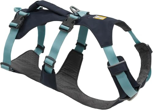 Ruffwear Flagline Hundegeschirr mit Griff, Lleichtes, Verstellbares Gehgeschirr, 3 Leinenbefestigungspunkte, verstärktes Gurtband und starker V-Ring aus Metall Basalt Grey X-Small