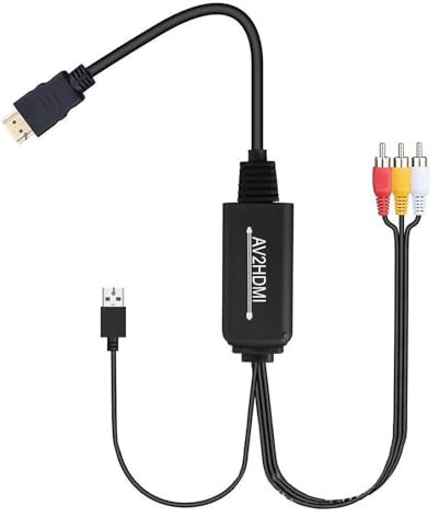 ZEZEFUFU Cable convertidor AV a HDMI 3 RCA a HDMI convertidor 1080P cable de audio de vídeo adaptador convertidor para TV PC portátil