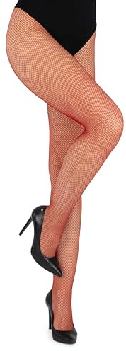 LORES Nätstrumpbyxor dam, små nätstrumpor, sexig look, cosplay, tillverkad i Italien, Rosso, XS-S