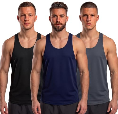 Pack of 3 Sleeveless Tank Top Running Muscle for Men Quick Dry Workout Top Gym Shirts Training Bodybuilding Vests