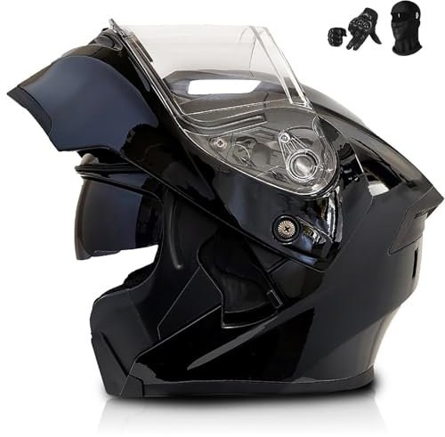 BDBLFLTZ Integralhelm für Motorradfahrer, Klapphelm für Mopeds und Roller, modularer Motorradhelm mit DOT ECE-Zulassung für Männer und Frauen A,XL(61-62CM)