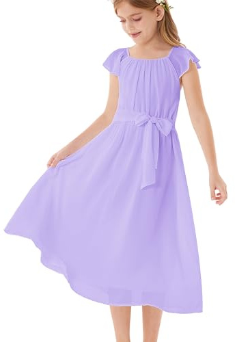 GRACE KARIN Robe d'été élégante en mousseline de soie pour filles, robe de princesse pour invitées de mariage, robe de soirée pour adolescentes, 5 à 14 ans