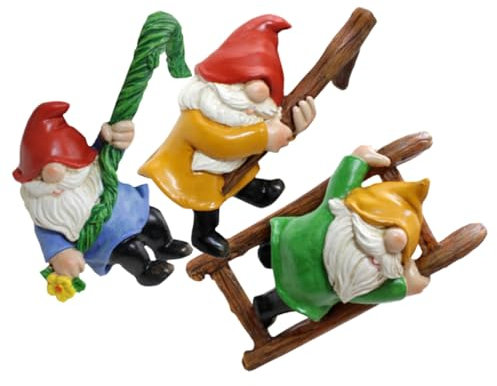 Lot de 3 Pendentifs Nain de Jardin en Résine pour Extérieur