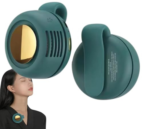Small Whirlwind Clip Waist Neck Fan, Tragbarer Hals-Ventilator, Taillenclip-Ventilator, Hands Free Fan, 3 Geschwindigkeiten Wiederaufladbar Taillenclip Klingenloser Ventilator für Outdoor (Grün)