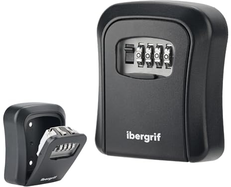Ibergrif Lock Key Safe, Wall Mounted, Lock Box Outdoor 4 Digit Combination, Heavy Duty Waterproof Key Cabinet for Home Garage School Airbnb