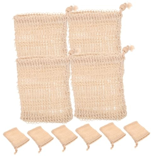 VICASKY 10pezzi Sacchetto Esfoliante per Sapone Borsa Porta Sapone da Bagno Sacchetto in Rete per Conservare Rete per Schiumogeno in Cotone e Lino Colore Casuale