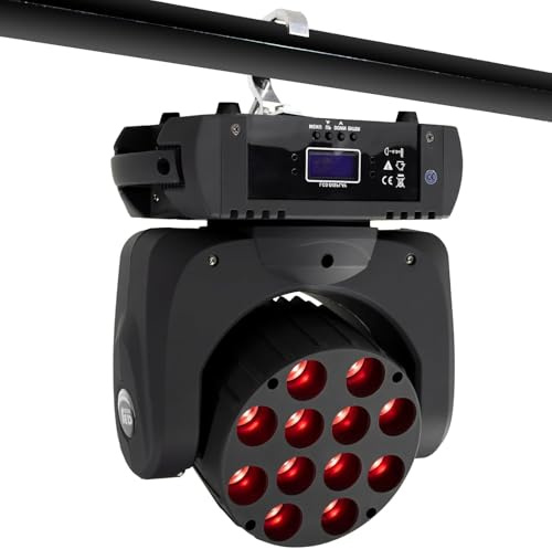 SHEHDS Moving Head Licht 12x12W RGBW 4in1 DJ Lichter DMX512, 9/16 Kanäle, Soundaktivierter Strobe-Effekt für Bühnenlichter, Weihnachtsfeiern, Nachtclubs, Disco, KTV, Bar.