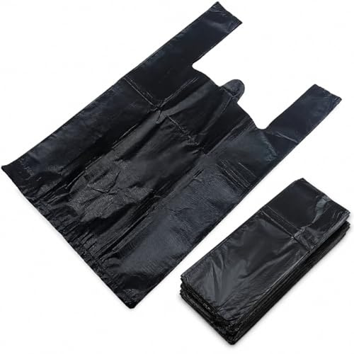 ANIKEES 138 Large Blue Carrier Bags, Heavy Duty Vest Style Plastic Shopping Bags, 8.5 x 17 x 21 Inch, 18 Micron Recycled HDPE Bags for Retail & Grocery Use