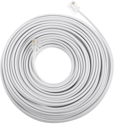 NUOBESTY Cavo di Prolunga Telefonica Rj11 6p4c 20 Metri, Accessorio per Telefoni Fissi, Compatibile Modem e Fax, Installazione Semplice, per Uso Domestico e Ufficio, Colore Bianco