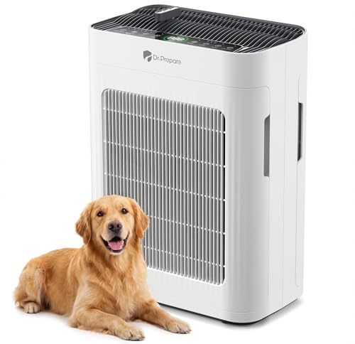 Dr.Prepare Air Purifier for Home Bedroom Large Room Up to 3,000 ft², HEPA Air Cleaner with Dual-Sided Washable Pre-Filter, 20dB Sleep Mode & Fragrance, AQI Display,Auto & Pet Mode for Smoke Odors