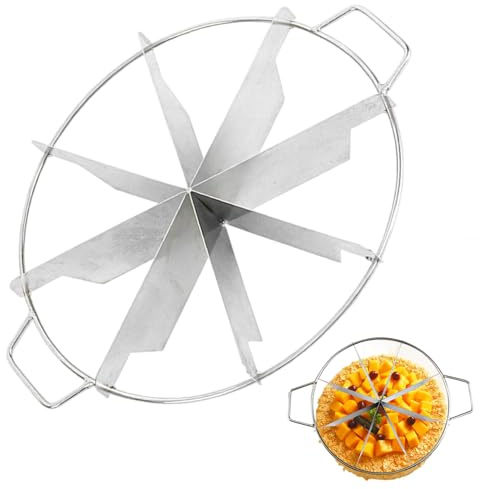 CAKEEYUM Cake Portion Marker Stainless Steel Cake Divider Slicer 8 Blade Pizza Slicer for Bakery Cafe Restaurant Home Separator Divider, Cutter, Portion Cutter, for Ev