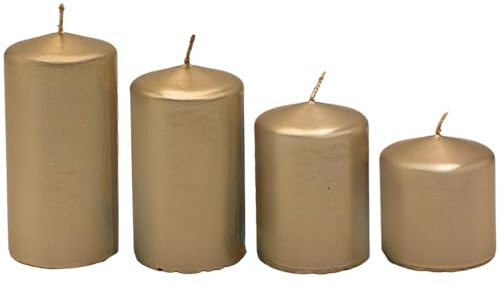 4er Set gestufte Stumpenkerze, Adventskerzen, Adventskranzkerzen, Lackkerzen, Dekokerzen, Wachskerzen gelackt in Braun, Lieferumfang: 4 Stück, 4 verschiedenen Größen - H 5-10 cm, Ø je 5 cm