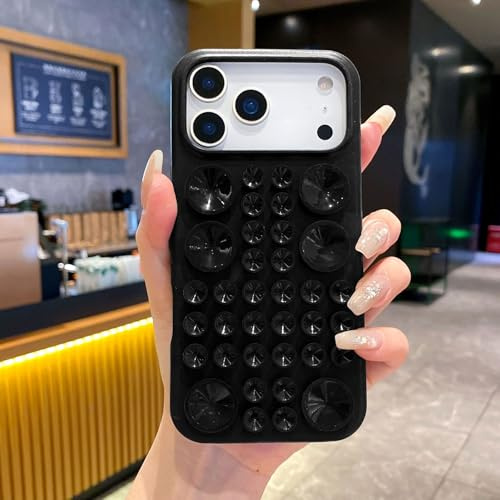 JZSMY Custodia per iPhone Custodia a ventosa di design, cover in silicone adsorbabile, morbida, antiurto, antigraffio, assorbe le superfici lisce (nero, per 16 Plus)