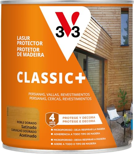 V33 Protector Decorativo de la Madera Classic+ Satinado Roble Dorado 750ml