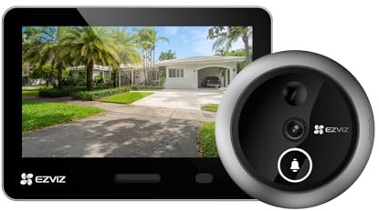 EZVIZ EP4 Mirilla Digital WiFi 4K para Puerta,Pantalla Táctil a Color de 5,5,Videotimbre Inalámbrico,Reconocimiento Facial IA,7100 mAh,Detección PIR,Audio Bidireccional,Privacidad Protegida,Plateada